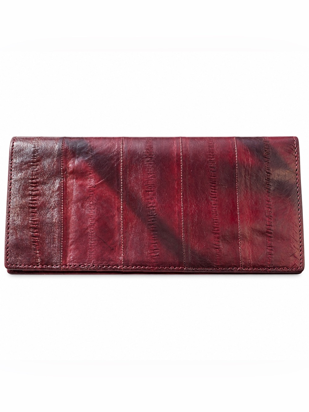 Vintage Burgundy Eel Skin Leather Bifold Wallet